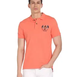 U.S. Polo Assn. Peach Cotton Regular Fit Printed Polo T-Shirt-picture-25