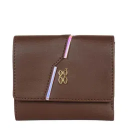 Baggit Brown Solid Tri-Fold Wallet for Women-image-10