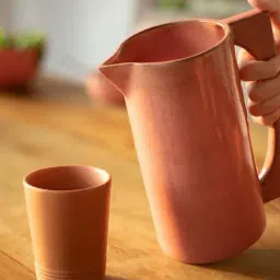 Ellementry Rustic Reef Rust Ceramic Jug with Wooden Lid (1.4 L)-image-44