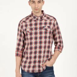 Lee Red Cotton Regular Fit Checks Shirt-image-75