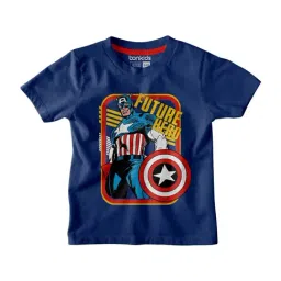 BonBoys Boys Blue Cotton Printed Captain America Shield T-Shirt-image-28