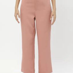 MADAME Peach Regular Fit Mid Rise Trousers-image-9