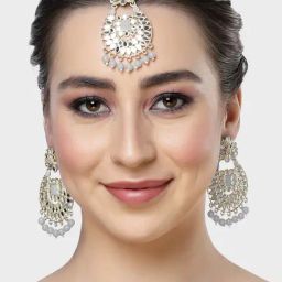 Karatcart Gold-Plated Mirror And Grey Beads Studded-image-63