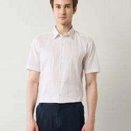 Arrow New York Beige Cotton Slim Fit Striped Shirt-image-1
