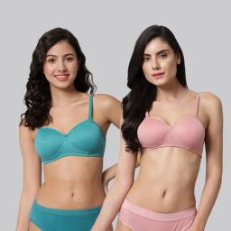AROUSY Blue & Pink Cotton Bra Panty Set - Pack Of 2-image-102