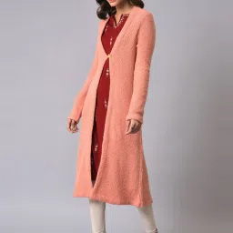 W Peach Self Pattern Cardigan image 3