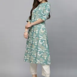 Stylum Turquoise Printed A-Line Kurta image 3