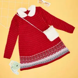 Pantaloons Junior Girls Poppy Red Printed Full Sleeves Sweaters & Cardigans-image-19