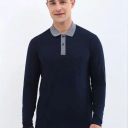 Allen Solly Navy Cotton Regular Fit Polo T-Shirt-image-25