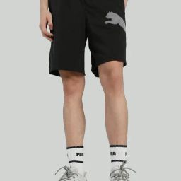 Puma Black Cotton Regular Fit Logo Printed Sports Shorts-33