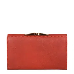 SASSORA Red Solid Rfid Tri-Fold Wallet for Women image 3