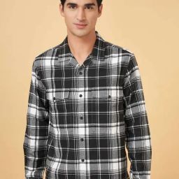 Street 808 By Pantaloons Jet Black Relaxed Fit Checks Shirt-picture-23