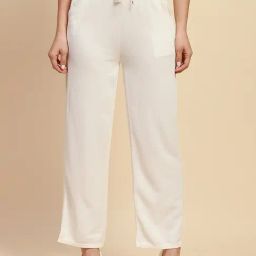 Global Republic White Relaxed Fit Solid Trousers-image-16