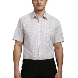 Louis Philippe White Cotton Regular fit Geometric Shirt-picture-11