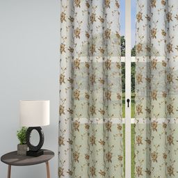 GM Indulgence Brown & Off White Embroidered Sheer Door Curtain-image-31