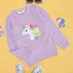 Pantaloons Junior Girls Orchid Bloom Embroidery Full Sleeves Sweaters & Cardigans-35