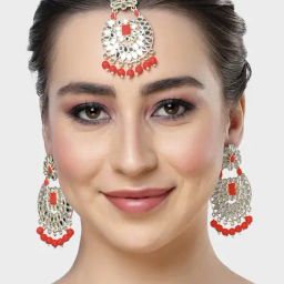 Karatcart Gold-Plated Mirror And Red Beads Studded-image-44