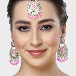 Karatcart Gold-Plated Mirror And Pink Beads Studded-13