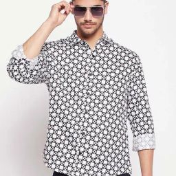 Camla Black & White Regular Fit Printed Shirt-picture-30