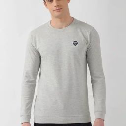 Peter England Grey Slim Fit Texture Sweatshirt-image-48