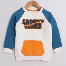 Bumzee Boys Cream & Teal Printed Full Sleeves Sweatshirt-image-11