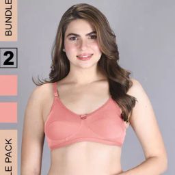 Lux Venus Peach Full Coverage Non-Wired Bra With Adjustable Strap - Pack of 2-picture-18