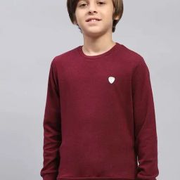 Monte Carlo Boys Maroon Solid Full Sleeves Sweatshirts & Hoodies-picture-4