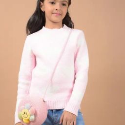 Crimsoune Club Girls Pink Jacquard Sweater-image-28