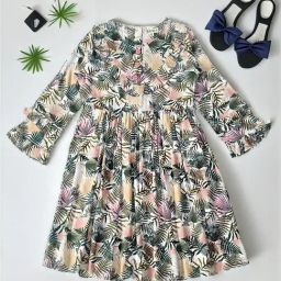 Bella Moda Kids Multicolor Printed Full Sleeves Fit & Flare Dress-image-77