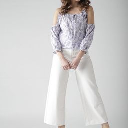 Style Quotient by noi Women Purple Printed Pure Cotton Top-image-5