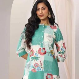 Libas Green Floral Printed Kurti-image-72