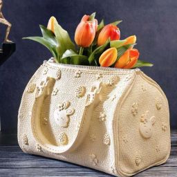 Smokey Cocktail Yellow Resin French Couture Bag Vase-image-48
