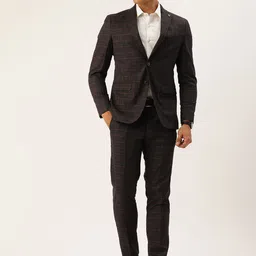 Peter England Neo Slim Fit Checked Single Breasted Two-Piece Formal Suit-picture-57