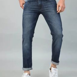 Bushirt Dark Blue Slim Fit Lightly Washed Cotton Jeans-picture-7