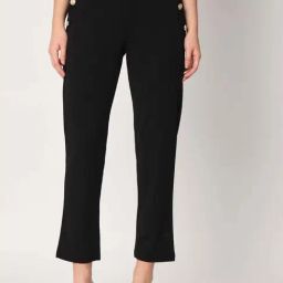 ZASTRAA Black Solid Trousers-image-21
