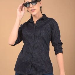 Crimsoune Club Navy Blue Blended Regular Fit Self Shirt-picture-17