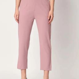ZASTRAA Pink Solid Trousers-image-54