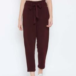 ZASTRAA Maroon Solid Trousers-image-20