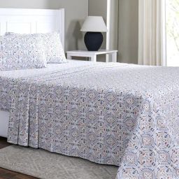 Maspar Avery Rust Cotton Geometric 144 TC Double Flat Bedsheet with 2 Pillow Cases-image-10