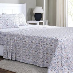 Maspar Avery Rust Cotton Geometric 144 TC King Flat Bedsheet with 2 Pillow Cases-image-5