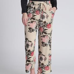 Splash Women Beige & Black Floral Print Parallel Trousers-image-25