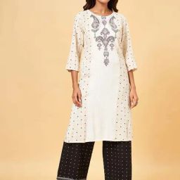 Rangmanch by Pantaloons Whisper White Printed Straight Kurta-picture-27