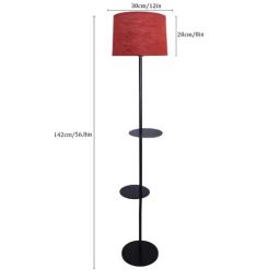 Homesake Dual Shelf Reading Floor Lamp with Red Fabric Shade & Shelves image 3