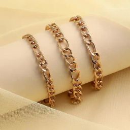 Sohi California Gold Chain Link Multi Layer Bracelet for Women - Pack of 3-image-28