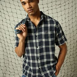 Hubberholme Men Classic Spread Collar Tartan Checks Oversized Casual Shirt-image-25