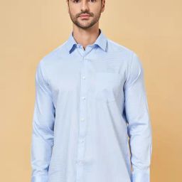 Peregrine by Pantaloons Starlight Blue Cotton Regular Fit Checks Shirt-image-61
