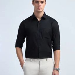 Arrow Black Beauty Cotton Slim Fit Self Pattern Shirt-picture-26