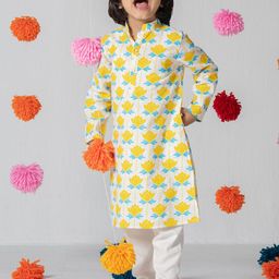 SPUNKIES Boys Floral Printed Kurta with Pyjama-image-26