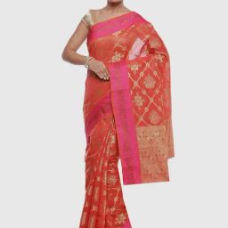 Banarasi Silk Works Pink Silk Woven Saree With Unstitched Blouse-picture-21