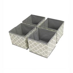 HOKIPO Grey & White 4 Pieces Printed Regular Multi-Utility Organisers-9